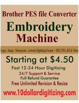 Brother PES file Converter Embroidery Machine| Custom Digitizing
