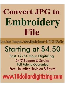 Convert Jpg to Embroidery File | PES DST Logo Digitizing