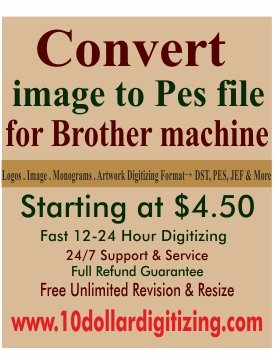 Convert image to Pes file for brother machine | | Custom Digitizing