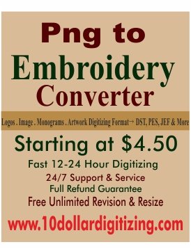Png to Embroidery Coverter | Professional Digitizing Service