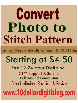 Convert Photo to Cross Stitch Pattern | Custom Pattern Digitizing