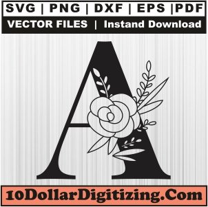 Letter-A-Floral-Svg,-Alphabet-Letter-Png-Vector,-Flower-Font-Svg-Cut-File-For-Cricut-Silhouette-Printable-Files