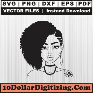 Afro-Girl-Vector,-Afro-Women-Png,-Black-Girl-Svg-Cut-File-For-Cricut-Silhouette-Printable-Files