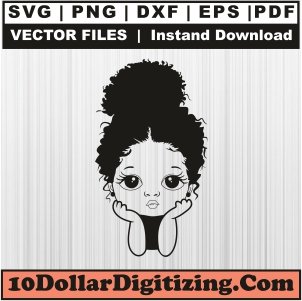 Little-Black-Girl-Afro-Svg-Download,-Black-Girl-Png-Vector,-African-American-Svg-Cut-File-For-Cricut-Silhouette-Printable-Files