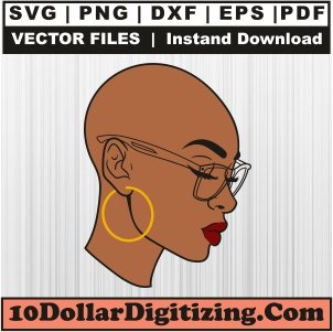 Afro-Woman-Wearing-Glasses-Svg,-Black-Girl-Png-Vector,-Afro-Girl-Svg-Cut-File-For-Cricut-Silhouette-Printable-Files
