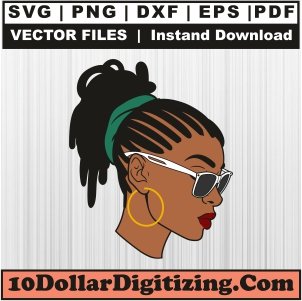 Afro-Woman-With-Dreadlocks-Png,-Afro-Girl-Vector,-Black-Girl-Svg-Cut-File-For-Cricut-Silhouette-Printable-Files