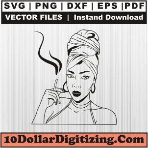 Afro-Girl-Smoking-Png-Transparent,-Afro-Women-Vector,-Black-Girl-Svg-Cut-File-For-Cricut-Silhouette-Printable-Files