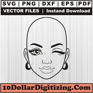 Afro-Woman-Face-Only-Png-High-Resolution,-Girl-with-Afro-Outline-Vector,-Black-Girl-Svg-Cut-File-For-Cricut-Silhouette-Printable-Files