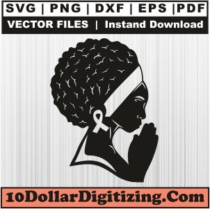 Afro-Woman-Praying-Svg,-Black-Girl-Png-Vector,-Prayer-Black-Woman-Svg-Cut-File-For-Cricut-Silhouette-Printable-Files