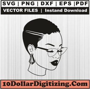 Afro-Woman-Short-Hairstyle-Png,-Afro-Girl-Vector,-Black-Girl-Svg-Cut-File-For-Cricut-Silhouette-Printable-Files