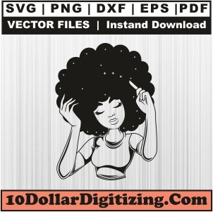 Black-Woman-Natural-Hair-Svg,-Black-Girl-Png-Vector,-African-Woman-Svg-Cut-File-For-Cricut-Silhouette-Printable-Files