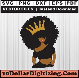 Afro-Girl-Png,-Black-Woman-Png-Vector,-African-American-Svg-Cut-File-For-Cricut-Silhouette-Printable-Files
