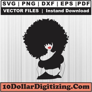 Afro-Girl-Svg,-Black-Woman-Png-Vector,-African-American-Svg-Cut-File-For-Cricut-Silhouette-Printable-Files