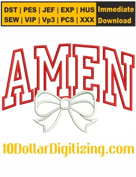 Amen-Applique-Embroidery-Design,-Amen-Bow-Embroidery-Pattern,-Amen-Outline-Embroidery-Files-Instant-Download