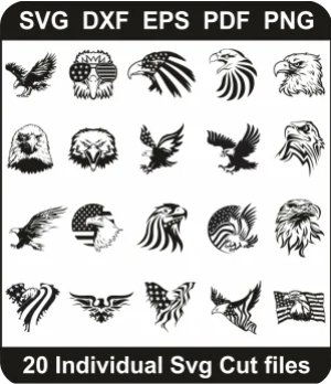 American-Eagle-Svg-Pack,-Eagle-Png-Bundle,-Eagle-Flying-Svg-Cut-File-For-Cricut-Silhouette-Printable-Files