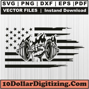American-Flag-Barbell-Svg,-Barbell-US-Flag-Png-Vector,-USA-Black-Flag-Svg-Cut-File-For-Cricut-Silhouette-Printable-Files