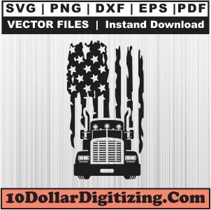 American-Flag-Semi-Truck-Svg,-US-Flag-Png-Vector,-USA-Trucker-Svg-Cut-File-For-Cricut-Silhouette-Printable-Files