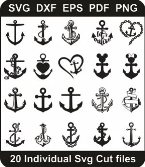 Anchor-Logo-Svg-Pack,-Anchor-Png-Bundle,-Anchor-Symbol-Svg-Cut-File-For-Cricut-Silhouette-Printable-Files