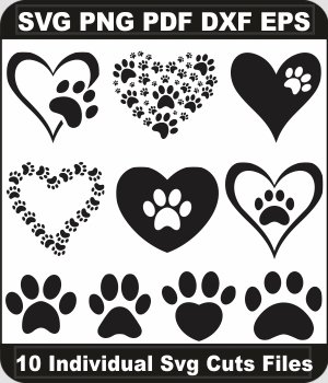 Animal-Paw-Svg,-Paw-Heart-Png-Vector,-Paw-Print-Svg-Cut-File-For-Cricut-Silhouette-Printable-Files