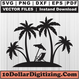 Beach-Clipart-Black-And-White-Svg,-Summer-Png-Vector,-Beach-Svg-Cut-File-For-Cricut-Silhouette-Printable-Files