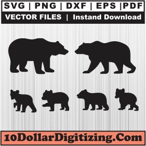 Bear-Family-Png,-Bears-Vector,-Bear-Animal-Svg-Cut-File-For-Cricut-Silhouette-Printable-Files