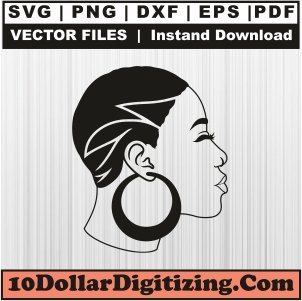 Beautiful-Bald-Black-Woman-Png,-Afro-Girl-Vector,-African-Lady-Svg-Cut-File-For-Cricut-Silhouette-Printable-Files