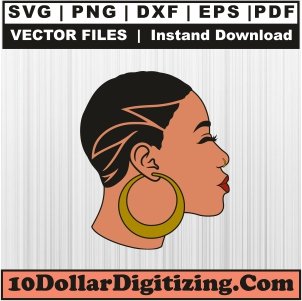 Beautiful-Bald-Black-Woman-Svg,-Black-Girl-Png-Vector,-Afro-Girl-Svg-Cut-File-For-Cricut-Silhouette-Printable-Files