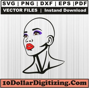 Bald-Black-Woman-Png-High-Resolution,-Afro-Girl-Vector,-Bald-Black-Girl-Svg-Cut-File-For-Cricut-Silhouette-Printable-Files