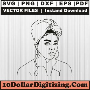 Beautiful-Black-Girl-Svg-Download,-Afro-Woman-Hair-Turban-Png-Vector-Svg-Cut-File-For-Cricut-Silhouette-Printable-Files
