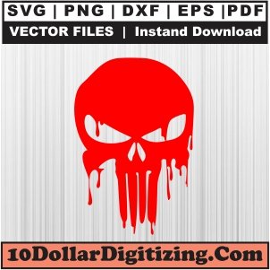 Bloody-Red-Punisher-Skull-Vector,-Punisher-Skull-Png,-Skull-Svg-Cut-File-For-Cricut-Silhouette-Printable-Files
