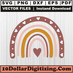Boho-Rainbow-Svg-Download,-Rainbow-Png-Vector,-Boho-Rainbow-Heart-Svg-Cut-File-For-Cricut-Silhouette-Printable-Files