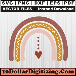 Boho-Rainbow-Png-Download,-Rainbow-Vector,-Boho-Rainbow-Heart-Dot-Svg-Cut-File-For-Cricut-Silhouette-Printable-Files