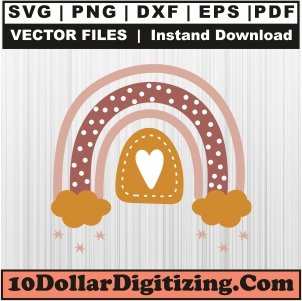 Boho-Rainbow-Vector-Download,-Rainbow-Png,-Boho-Rainbow-Heart-Svg-Cut-File-For-Cricut-Silhouette-Printable-Files