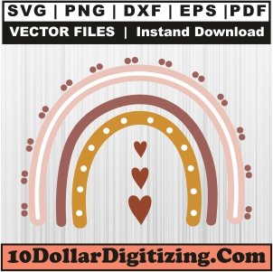 Boho-Rainbow-Three-Hearts-Svg-Download,-Rainbow-Png-Vector,-Boho-Rainbow-Svg-Cut-File-For-Cricut-Silhouette-Printable-Files