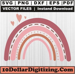 Boho-Rainbow-Three-Heart-Png,-Rainbow-Vector,-Boho-Rainbow-Svg-Cut-File-For-Cricut-Silhouette-Printable-Files