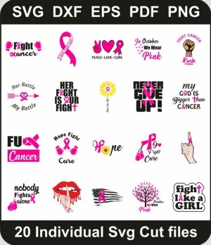 Breast-Cancer-Svg-Pack,-Cancer-Png-Bundle,-Cancer-Ribbon-Svg-Cut-File-For-Cricut-Silhouette-Printable-Files