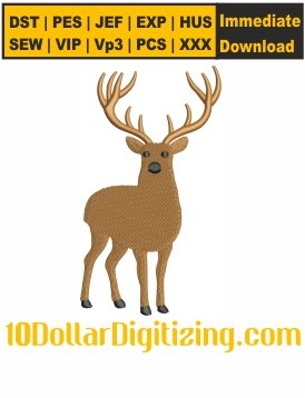 Buck-Deer-Embroidery-Design,-Deer-Embroidery-Pattern,-Deer-Hunting-Embroidery-File,-Deer-Animals-Embroidery-Files-Instant-Download