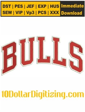 Bulls-Logo-Embroidery-Design,-NBA-Team-Embroidery-Pattern,-Chicago-Bulls-Embroidery-Files-Instant-Download