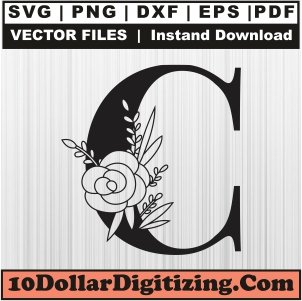 Floral-Letter-C-SVG,-Alphabet-Letter-Font-PNG-Vector,-Flower-Letter-Svg-Cut-File-For-Cricut-Silhouette-Printable-Files