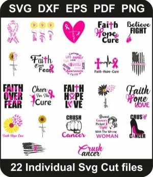 Cancer-Svg-Pack,-Breast-Cancer-Png-Bundle,-Cancer-Svg-Cut-File-For-Cricut-Silhouette-Printable-Files