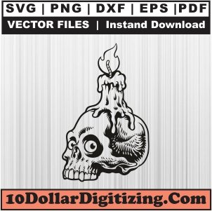 Candle-Skull-Vector,-Halloween-Candle-Png,-Melted-Skull-Candle-Svg-Cut-File-For-Cricut-Silhouette-Printable-Files