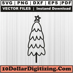 Christmas-Tree-With-Star-Svg,-Christmas-Png-Vector,-Christmas-Day-Svg-Cut-File-For-Cricut-Silhouette-Printable-Files