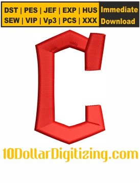 Cleveland-Guardians-3D-Puff-Embroidery-Design,-Cleveland-C-Logo-Puffy-Foam-Embroidery-Pattern,-Baseball-Team-Embroidery-Files-Instant-Download