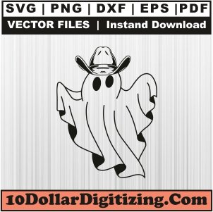 Ghost-With-Cowboy-Hat-Svg,-Spooky-Png-Vector,-Halloween-Svg-Cut-File-For-Cricut-Silhouette-Printable-Files