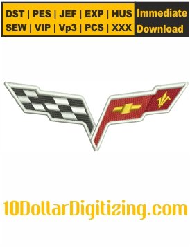 Cross-Flag-Chevrolet-Logo-Embroidery-Design,-Corvette-Logo-Embroidery-Pattern,-Car-Emblem-Embroidery-Files-Instant-Download