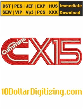 Cummins-x15-Logo-Embroidery-Design,-Brand-Logo-Embroidery-Pattern,-Cummins-Embroidery-Files-Instant-Download