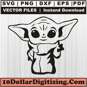 Baby-Yoda-Png-High-Resolution,-Grogu-Cartoon-Vector,-Star-Wars-Svg-Cut-File-For-Cricut-Silhouette-Printable-Files