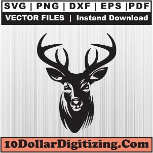 Deer-Png,-Deer-Head-Png-Vector,-Animal-Svg-Cut-File-For-Cricut-Silhouette-Printable-Files