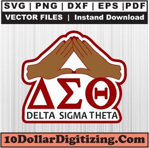 Delta-Sigma-Theta-Png,-DST-Hand-Sign-Sisterhood-Vector,-Afro-Woman-Svg-Cut-File-For-Cricut-Silhouette-Printable-Files