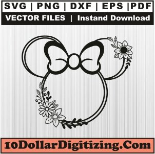 Disney-Minnie-Floral-Svg,-Minnie-Head-Png-Vector,-Disney-Cartoon-Svg-Cut-File-For-Cricut-Silhouette-Printable-Files